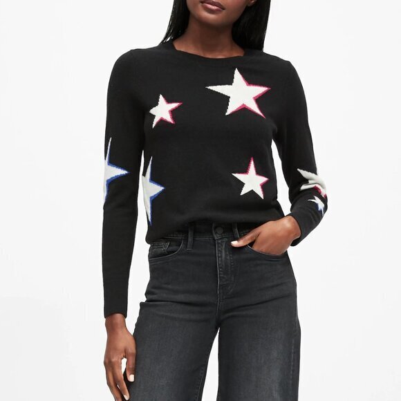 Banana Republic Star Sweater Rocker Wool Blend Retro Sweater Womens Size Medium - Picture 1 of 8